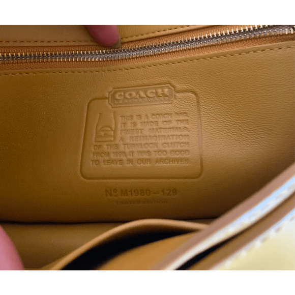 Coach Yellow Turnlock Clutch Top Handle Crossbody Bag - Picture 5 of 12